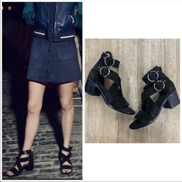 rag & bone Mari Heeled Sandal Black Suede Size 8 - Picture 2 of 9